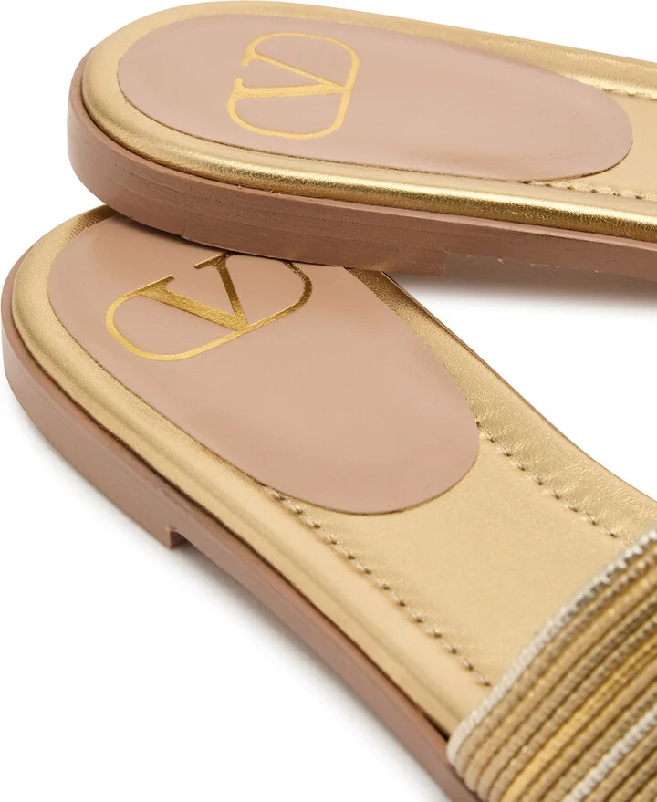 Valentino Garavani Vlogo Metallic Leather Sliders - Image 4