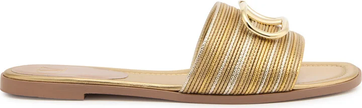 Valentino Garavani Vlogo Metallic Leather Sliders