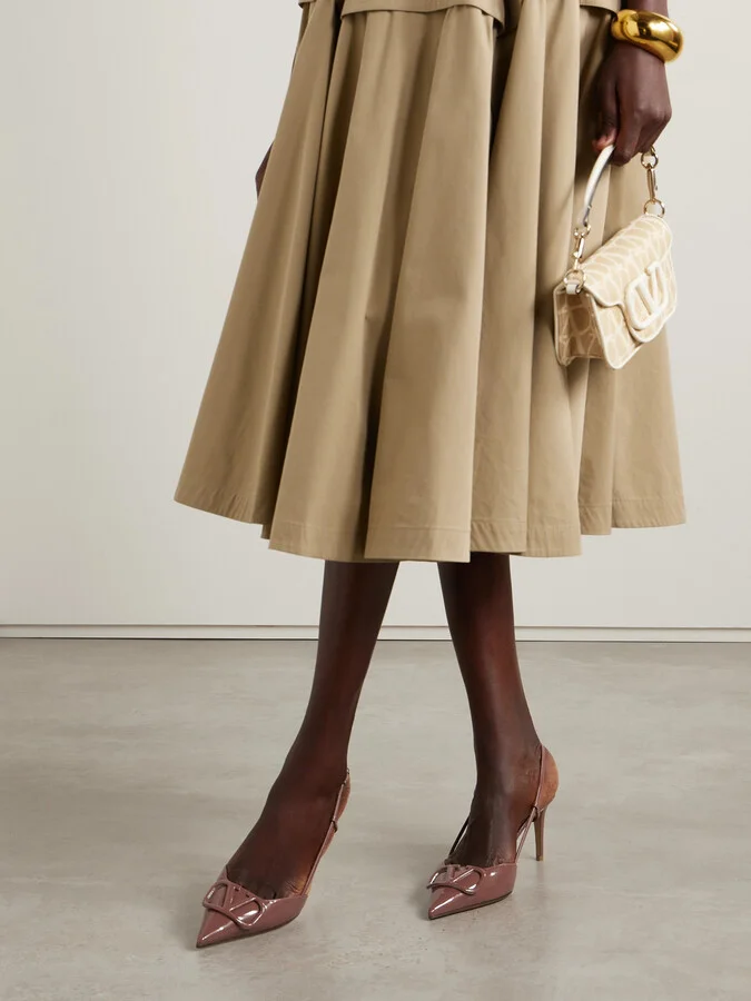 Valentino Garavani - Vlogo Patent-leather Slingback Pumps - Brown - Image 2