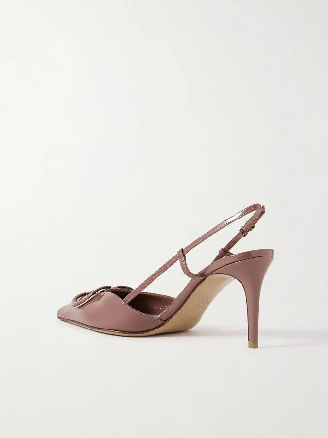 Valentino Garavani - Vlogo Patent-leather Slingback Pumps - Brown - Image 3