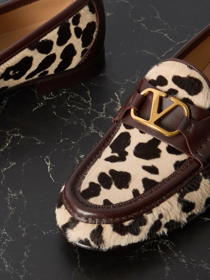 Valentino Garavani - Vlogo Signature 20 Leather-trimmed Leopard-print Calf Hair Loafers - Animal print - Image 4
