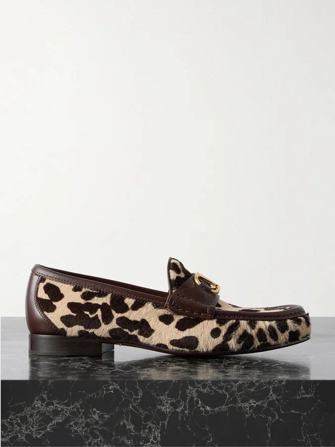 Valentino Garavani - Vlogo Signature 20 Leather-trimmed Leopard-print Calf Hair Loafers - Animal print
