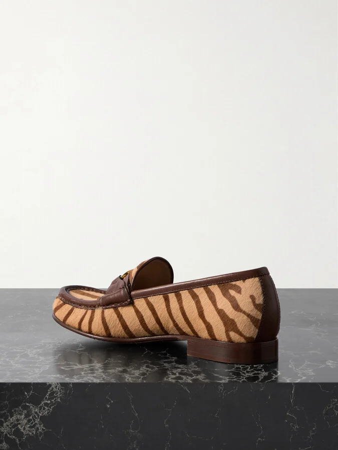 Valentino Garavani - Vlogo Signature 20 Leather-trimmed Zebra-print Calf Hair Loafers - Brown - Image 3