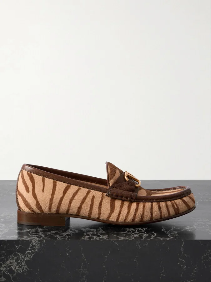 Valentino Garavani - Vlogo Signature 20 Leather-trimmed Zebra-print Calf Hair Loafers - Brown