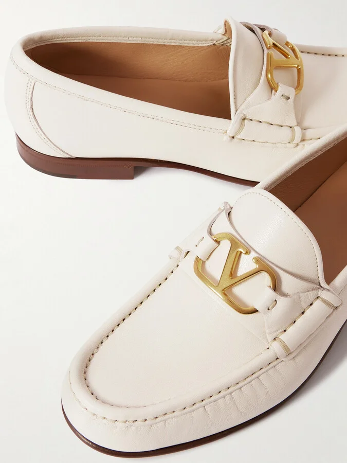 Valentino Garavani - Vlogo Signature Embellished Leather Loafers - Ivory - Image 4