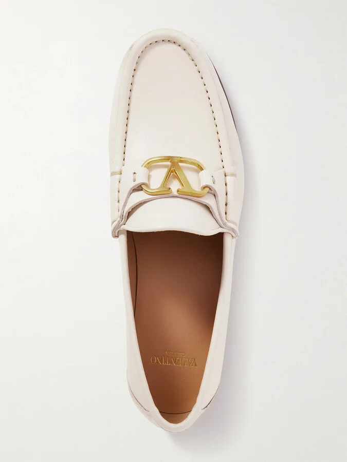 Valentino Garavani - Vlogo Signature Embellished Leather Loafers - Ivory - Image 5