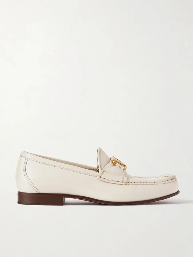 Valentino Garavani - Vlogo Signature Embellished Leather Loafers - Ivory