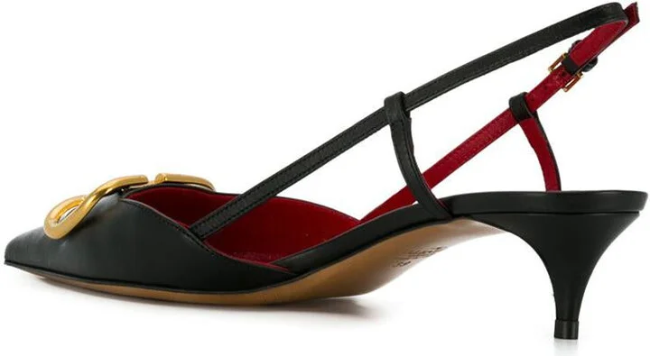 Valentino Garavani Vlogo Signature Leather Slingback Pumps - Image 3