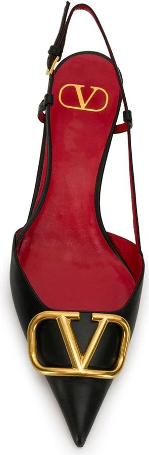 Valentino Garavani Vlogo Signature Leather Slingback Pumps - Image 4