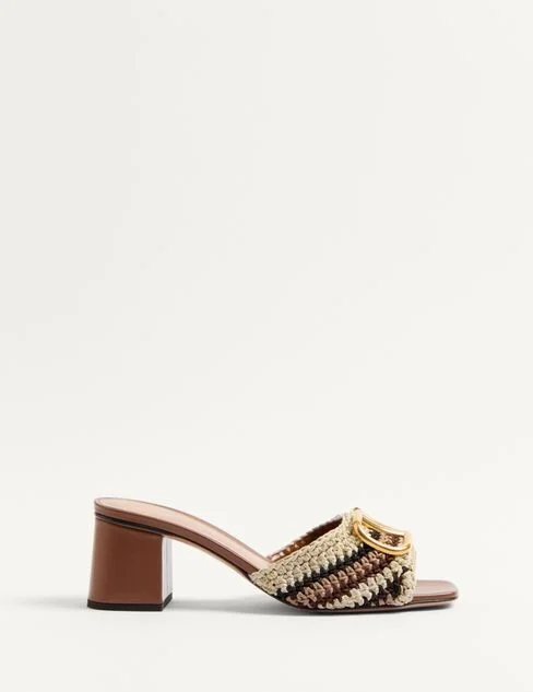 Valentino Garavani Vlogo Signature Slide Sandal With Crochet Embroidery 60Mm