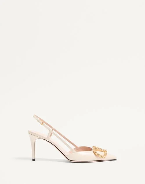 Valentino Garavani Vlogo Signature Slingback Calfskin Pump With Jewel Logo 80Mm