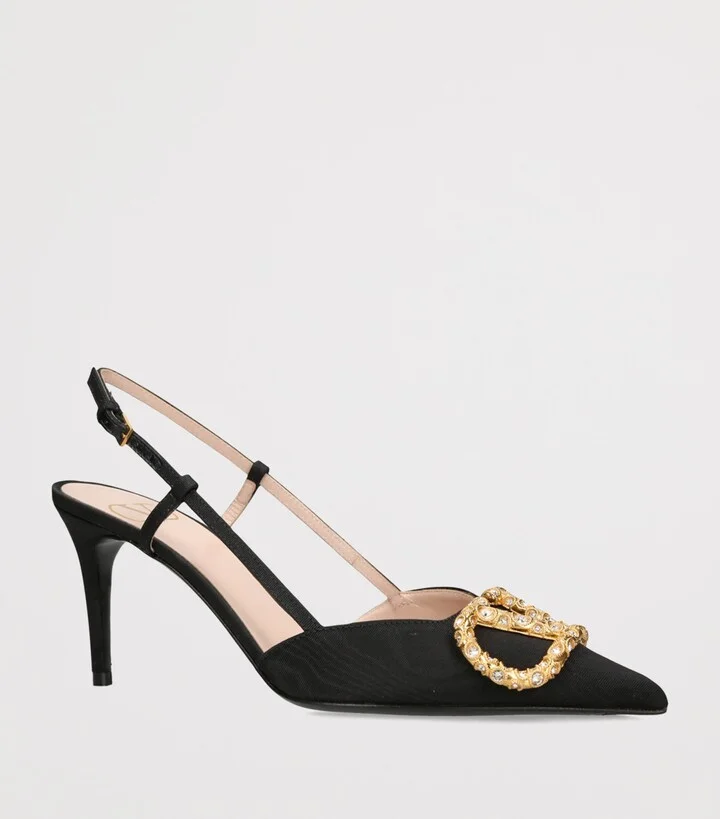 Valentino Garavani VLogo Strass Slingback Pumps 80 - Image 3