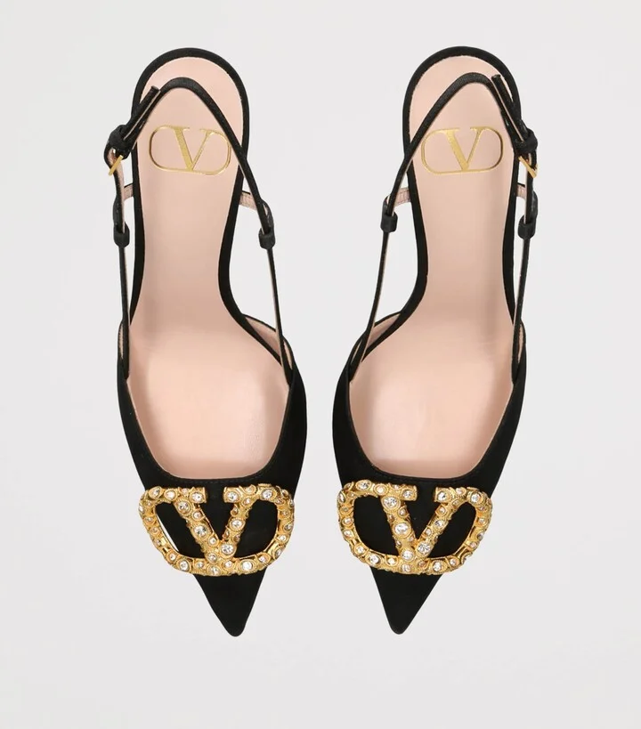 Valentino Garavani VLogo Strass Slingback Pumps 80 - Image 4