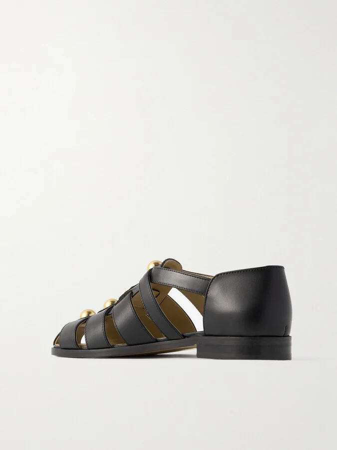 Valentino Garavani - Vlogo Stud-embellished Leather Sandals - Black - Image 3