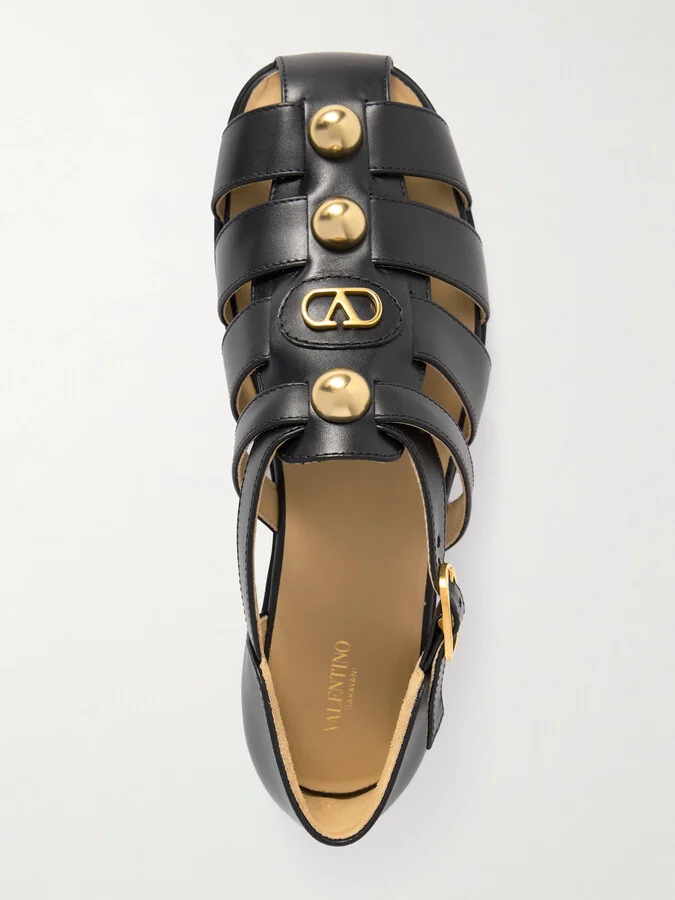 Valentino Garavani - Vlogo Stud-embellished Leather Sandals - Black - Image 5