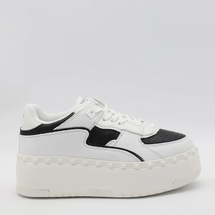 Valentino Garavani White And Black Leather Sneakers