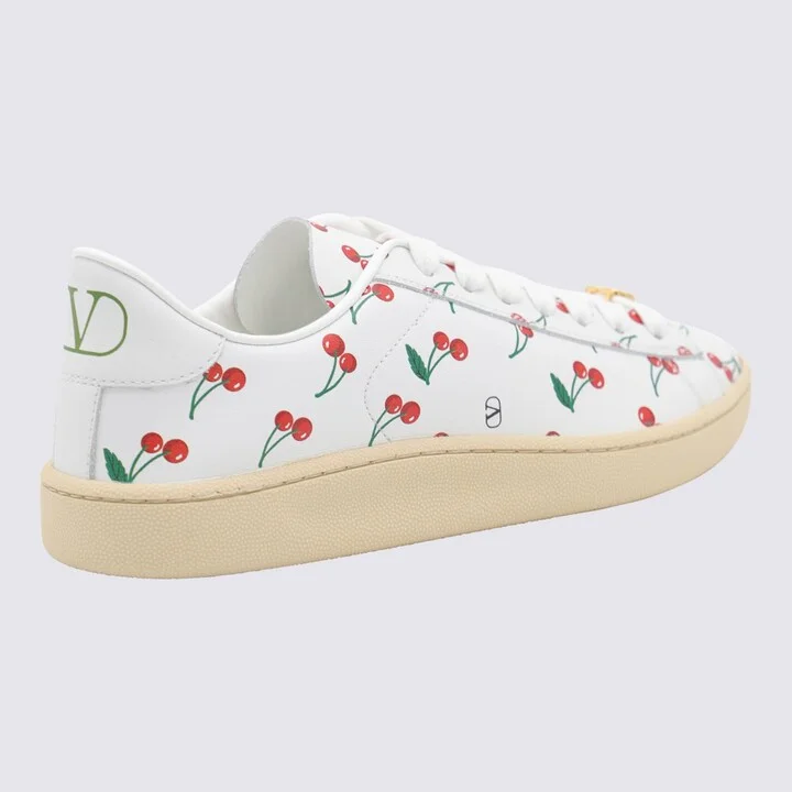Valentino Garavani White And Red Leather Sneakers - Image 3