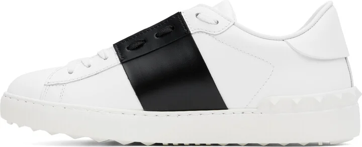 Valentino Garavani White & Black Calfskin Open Sneakers - Image 3