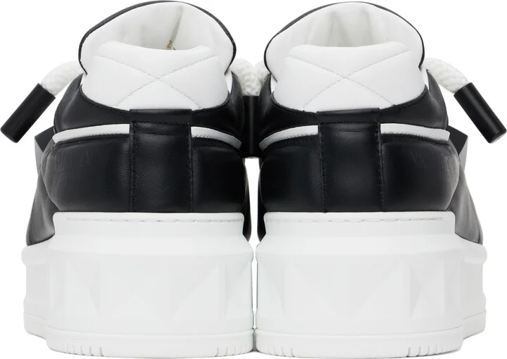 Valentino Garavani White & Black Low-Top One Stud XL Sneakers - Image 2