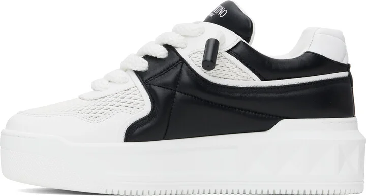 Valentino Garavani White & Black Low-Top One Stud XL Sneakers - Image 3