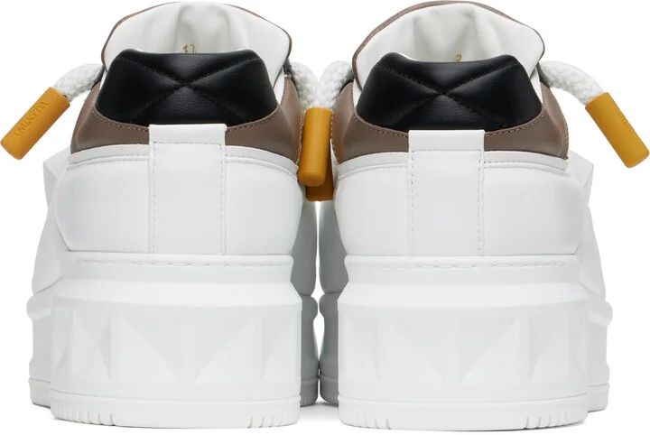 Valentino Garavani White & Black Low-Top One Stud XL Sneakers - Image 2