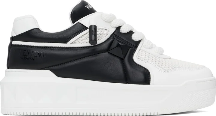 Valentino Garavani White & Black Low-Top One Stud XL Sneakers