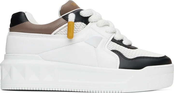 Valentino Garavani White & Black Low-Top One Stud XL Sneakers