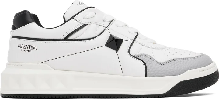 Valentino Garavani White & Black One Stud Low-Top Nappa Sneakers