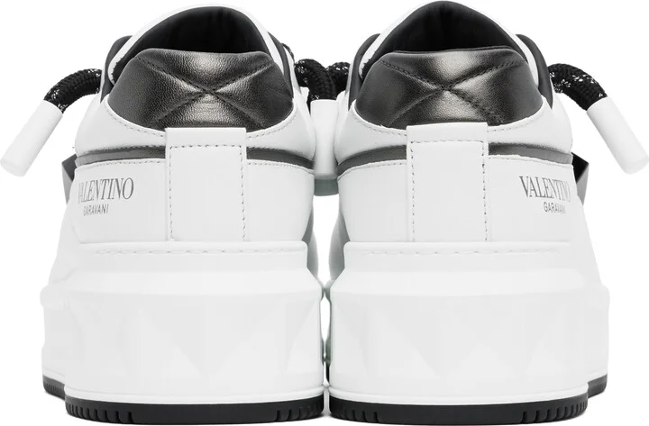 Valentino Garavani White & Black One Stud XL Nappa Leather Low-Top Sneakers - Image 2