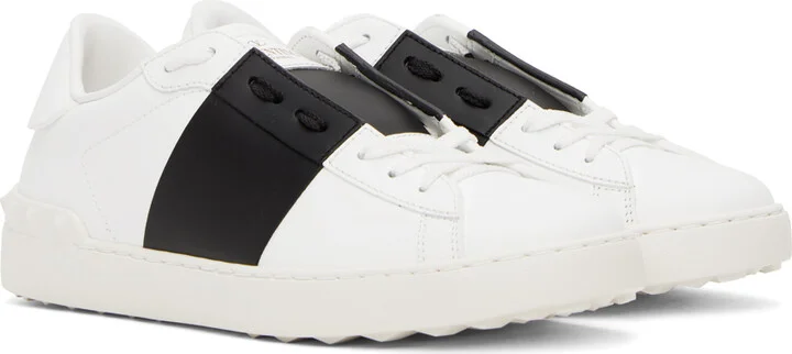 Valentino Garavani White & Black Open Sneakers - Image 4
