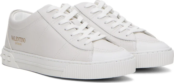 Valentino Garavani White Cityplanet Calfskin Sneakers - Image 4