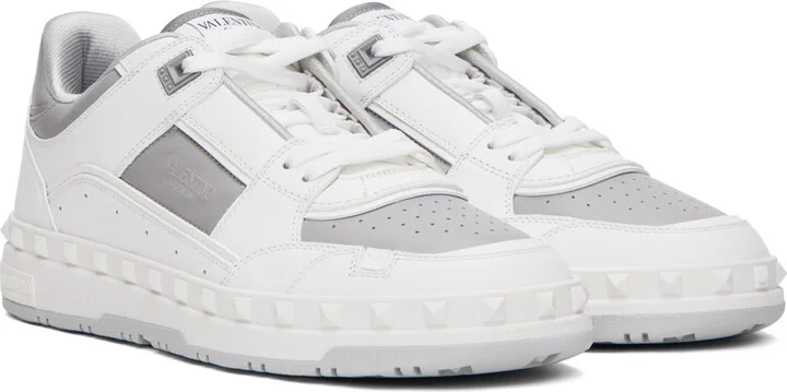 Valentino Garavani White & Gray Freedots Sneakers - Image 4
