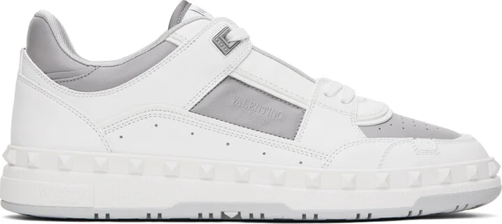 Valentino Garavani White & Gray Freedots Sneakers