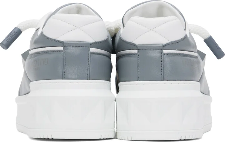 Valentino Garavani White & Gray One Stud XL Low-Top Sneakers - Image 2
