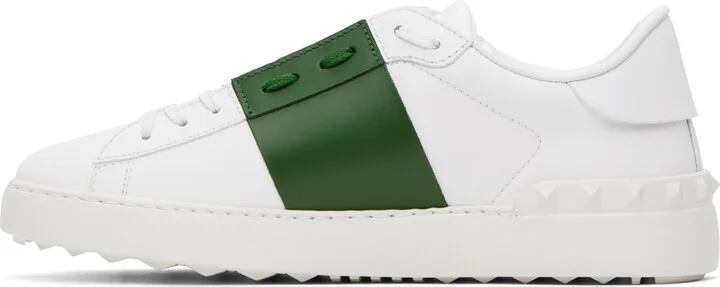 Valentino Garavani White & Green Open Sneakers - Image 3