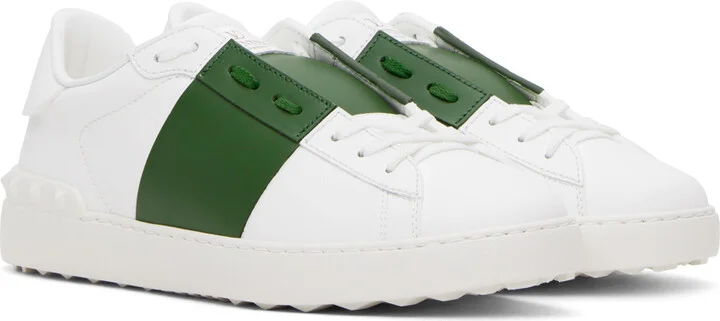 Valentino Garavani White & Green Open Sneakers - Image 4