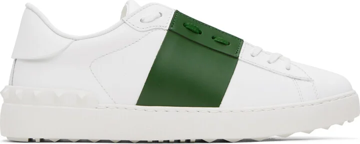 Valentino Garavani White & Green Open Sneakers
