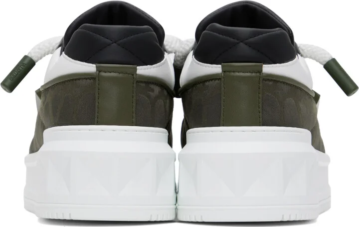 Valentino Garavani White & Khaki One Stud XL Low-Top Sneakers - Image 2
