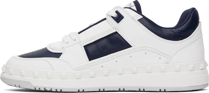 Valentino Garavani White & Navy Freedots Sneakers - Image 3
