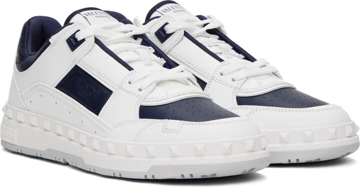 Valentino Garavani White & Navy Freedots Sneakers - Image 4