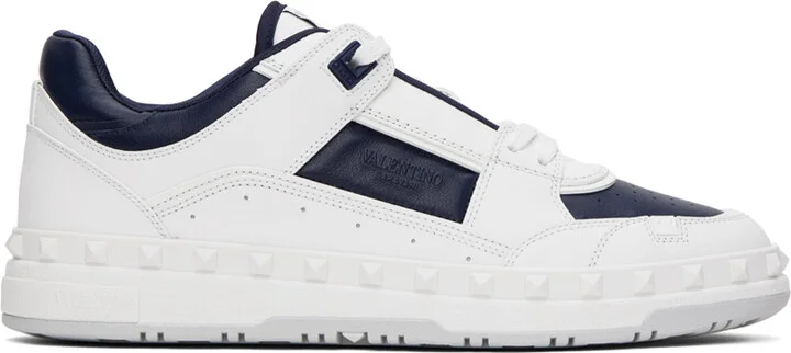 Valentino Garavani White & Navy Freedots Sneakers