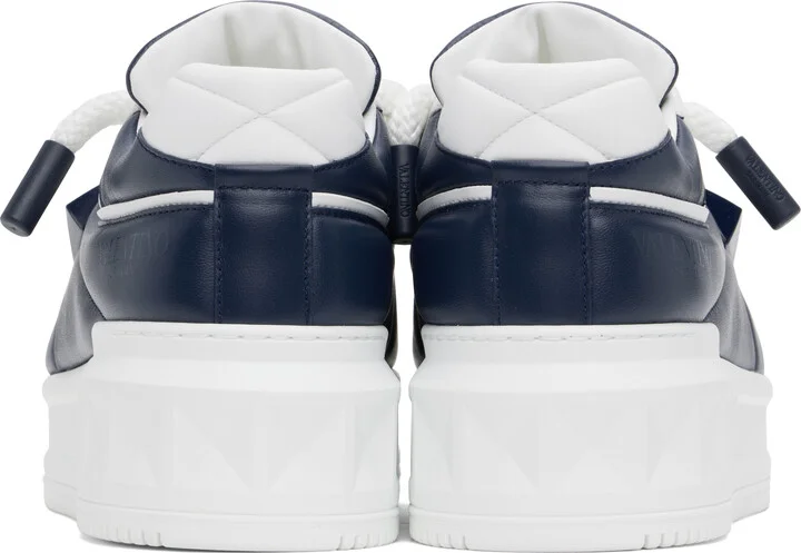 Valentino Garavani White & Navy Low-Top One Stud XL Sneakers - Image 2