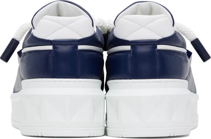 Valentino Garavani White & Navy One Stud XL Low-Top Sneakers - Image 2