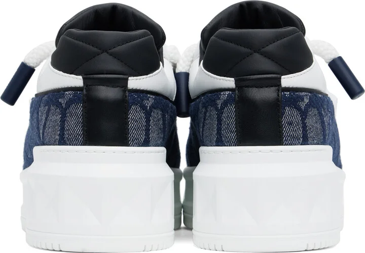 Valentino Garavani White & Navy One Stud XL Low-Top Sneakers - Image 2