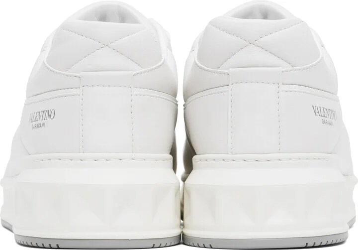Valentino Garavani White One Stud Low-Top Nappa Sneakers - Image 2