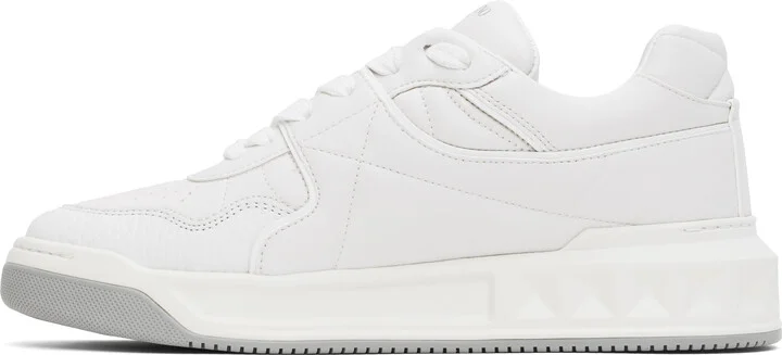 Valentino Garavani White One Stud Low-Top Nappa Sneakers - Image 3