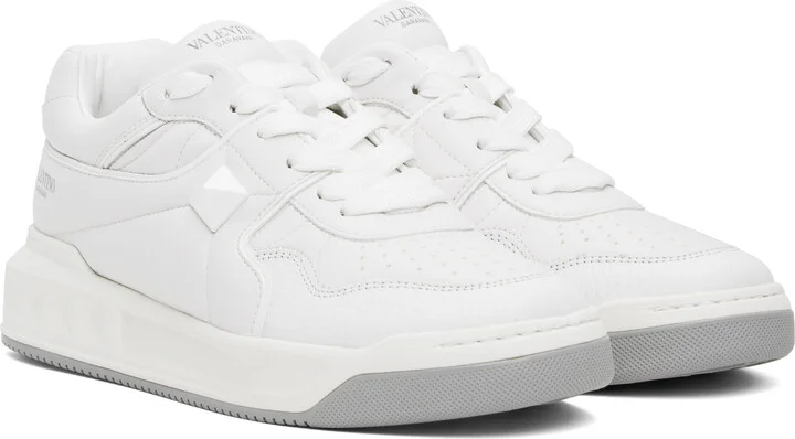 Valentino Garavani White One Stud Low-Top Nappa Sneakers - Image 4