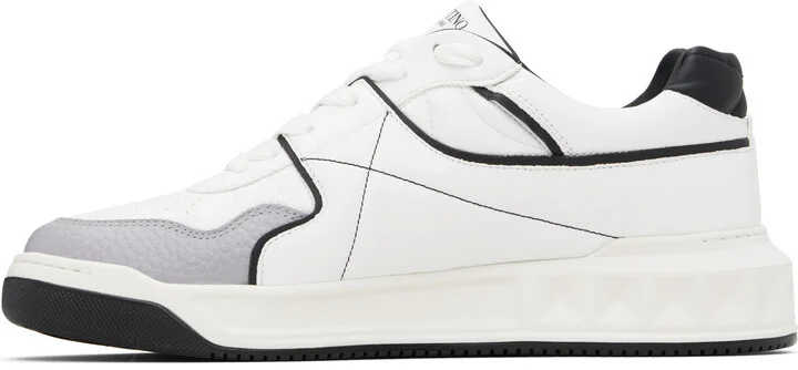 Valentino Garavani White One Stud Low-Top Nappa Sneakers - Image 3