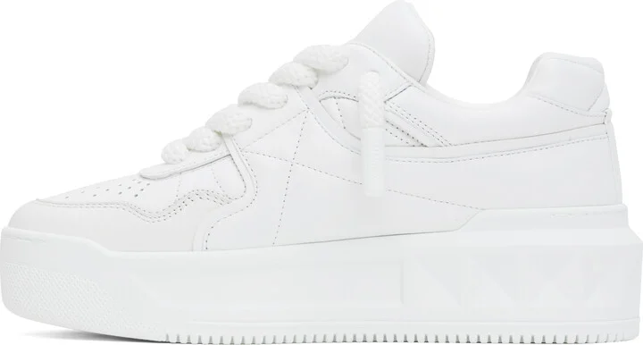 Valentino Garavani White One Stud XL Nappa Leather Low-Top Sneakers - Image 3