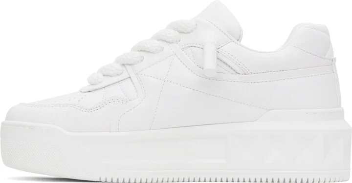 Valentino Garavani White One Stud XL Nappa Leather Sneakers - Image 3